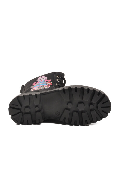 Siyah Zümrüt İçi Kürklü Bağcıklı Fermuarlı Kız Çocuk Bot 2005 F