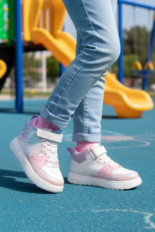 Somon Cırtlı Hafif Bilek Boy Kız Çocuk Spor Ayakkabı Helen F