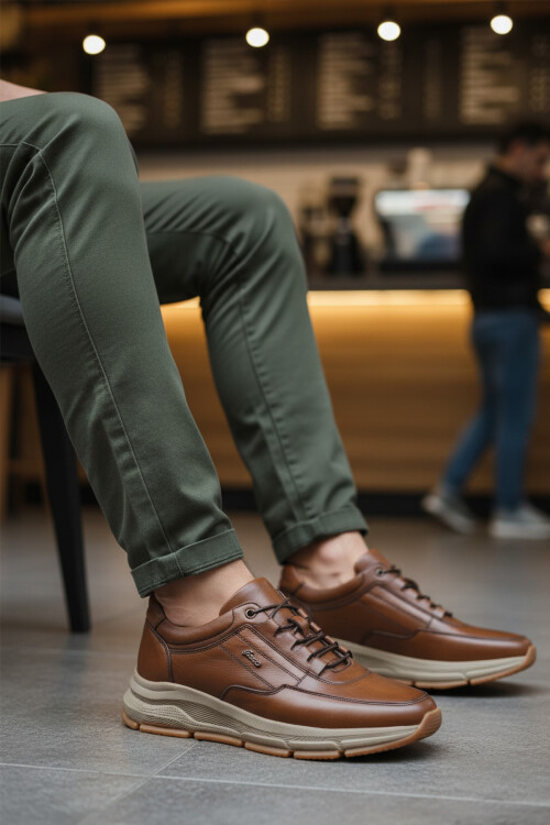 Taba Hakiki Deri Erkek Casual Ayakkabı 3146 M