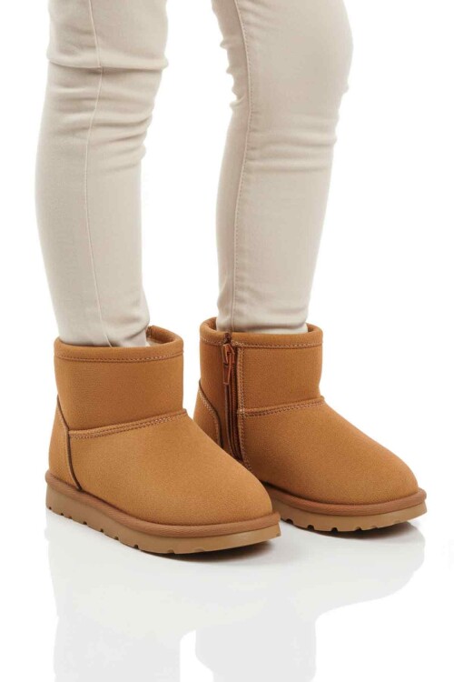 Taba İçi Kürklü Fermuarlı Kız Çocuk Bot 2096 P