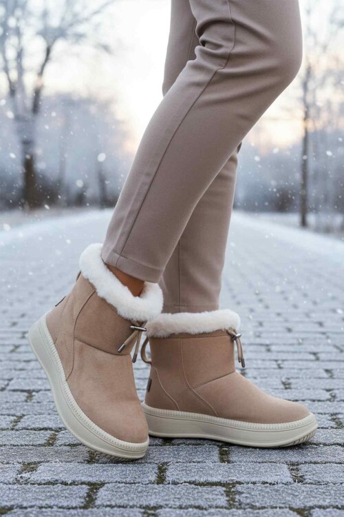 Vizon Kürklü Kaymaz Soğuğa Dirençli Kadın Bot 25003 Z