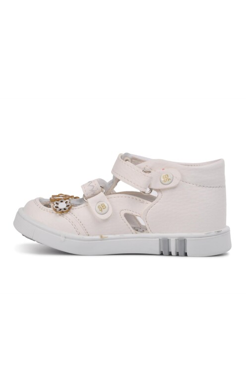 Beyaz Gümüş Ortopedik Kız Çocuk Sandalet 