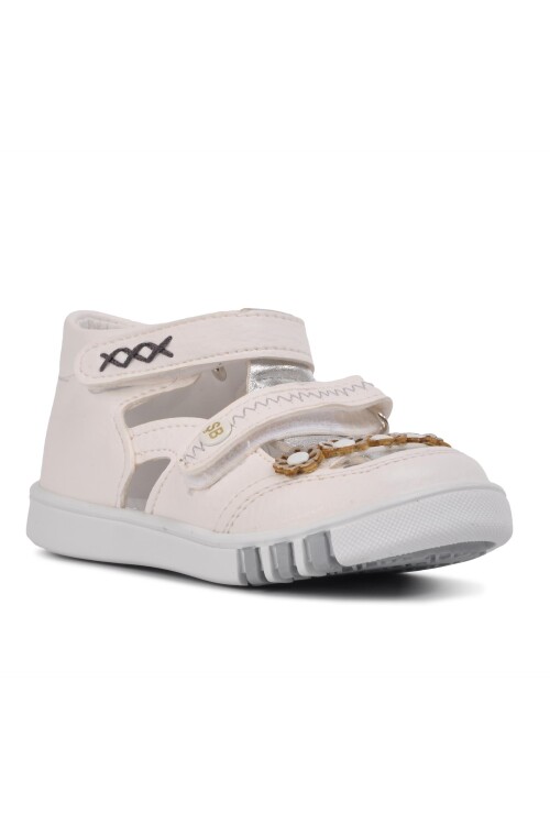 Beyaz Gümüş Ortopedik Kız Çocuk Sandalet 