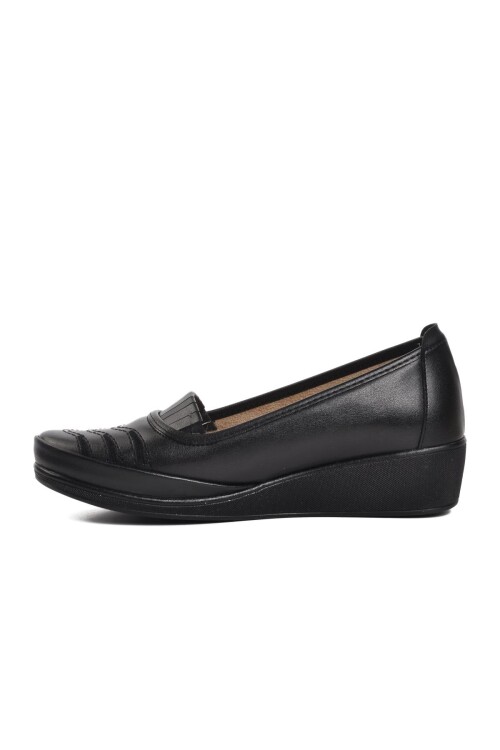 Black Leather Anatomical Womens Casual Shoes 176 Z