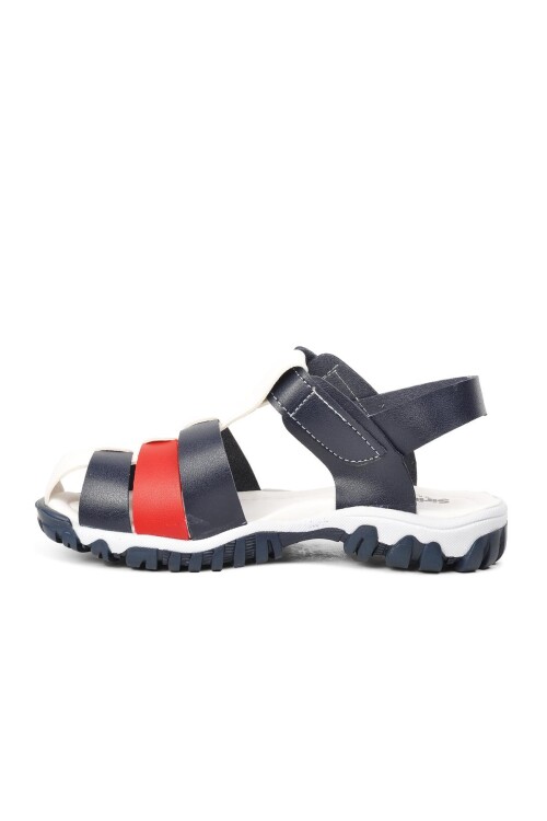 AyakmodNavy Blue-White Boy's Sandals Şng 210111 F