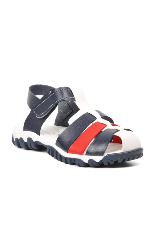 AyakmodNavy Blue-White Boy's Sandals Şng 210111 F