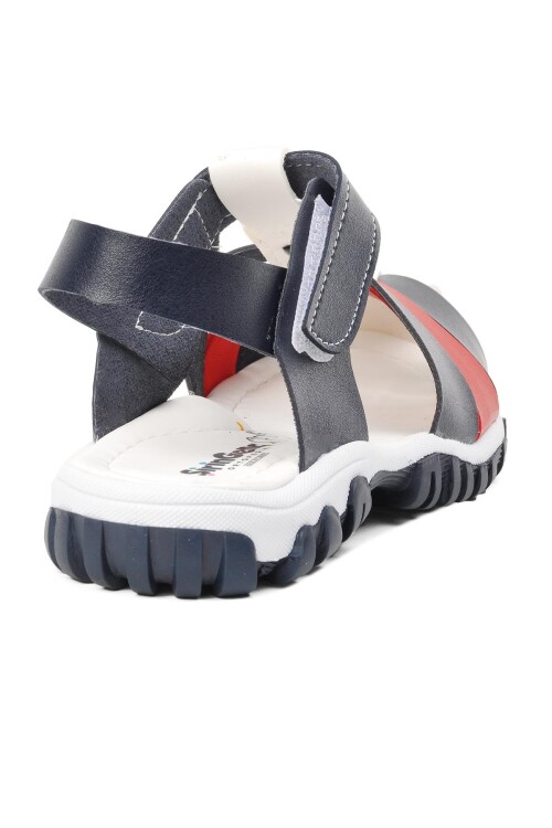 AyakmodNavy Blue-White Boy's Sandals Şng 210111 F