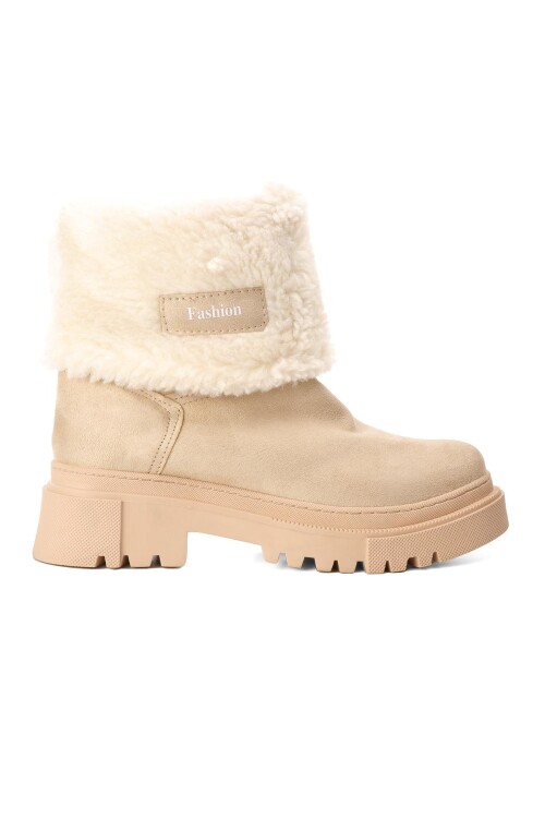 AyakmodKrem Süet  Kadın Bot 2167 Z