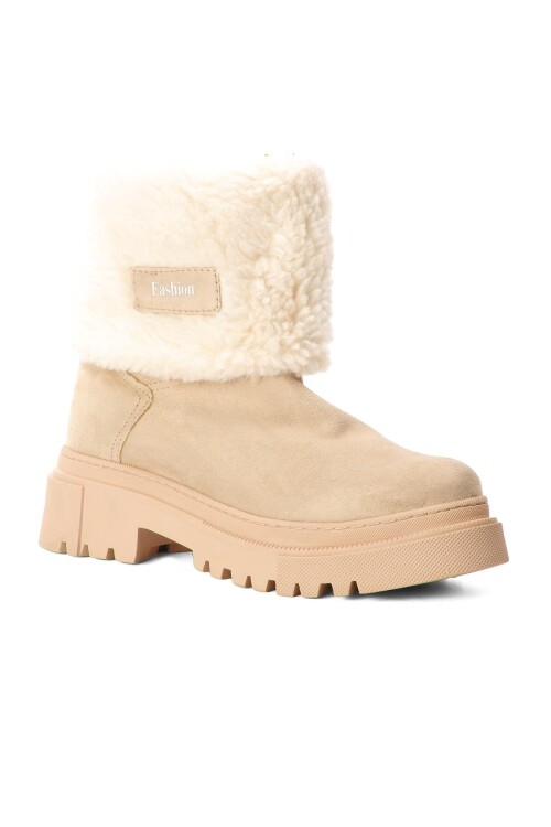AyakmodKrem Süet  Kadın Bot 2167 Z