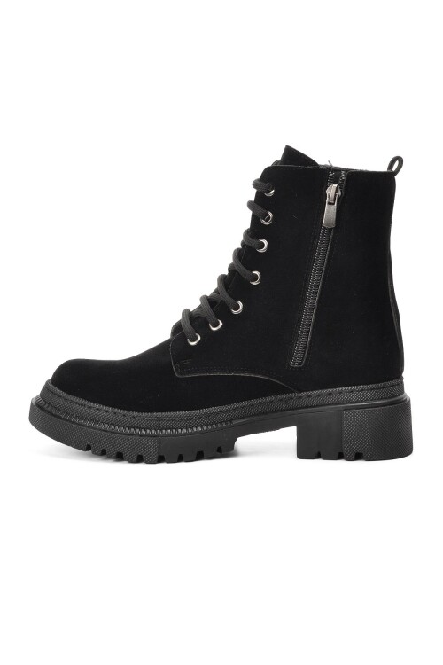 AyakmodSiyah Süet Kaymaz Taban Kadın Bot 220201 Z