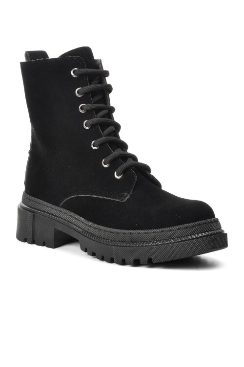 AyakmodSiyah Süet Kaymaz Taban Kadın Bot 220201 Z