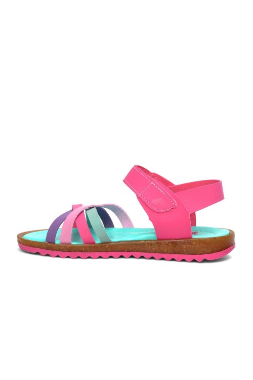 صندل مسطح للبنات أرجواني-فوشيا-فيروزي 22Y09 F