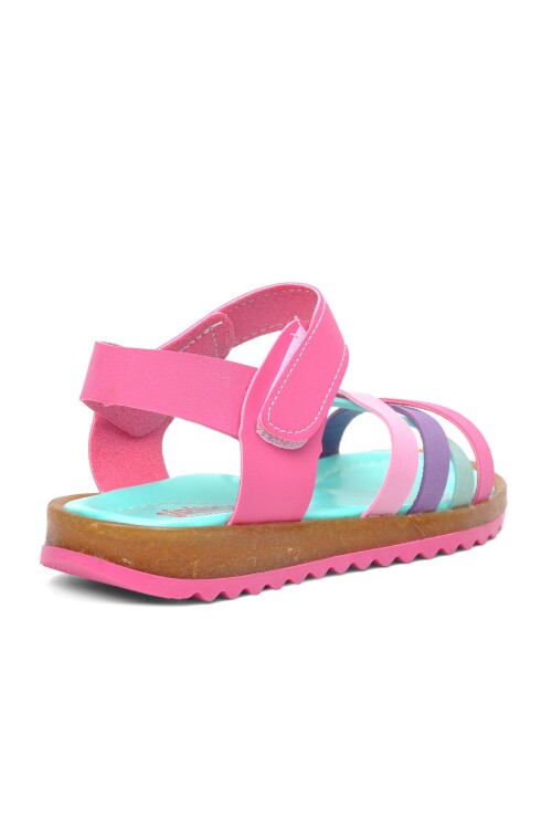 صندل مسطح للبنات أرجواني-فوشيا-فيروزي 22Y09 F