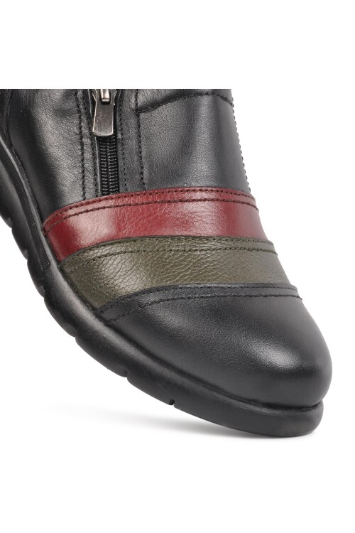 Siyah Bordo Yeşil Hakiki Deri Kadın Günlük Ayakkabı 230-24K Z