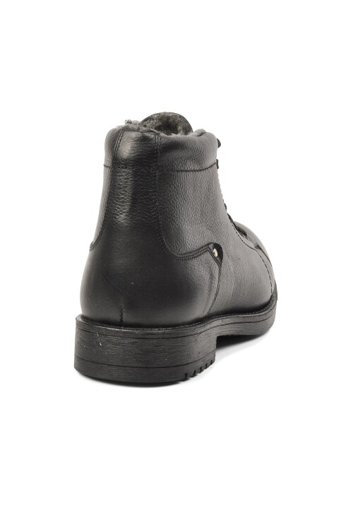 Black Genuine Leather Mens Boots with Fur Inside 454 M
