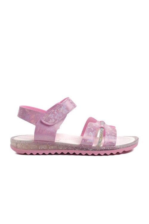 صندل مسطح للفتيات باللون الوردي اللامع من Ayakmod Arz 1000 F