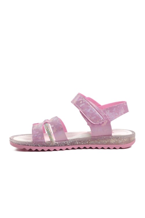صندل مسطح للفتيات باللون الوردي اللامع من Ayakmod Arz 1000 F