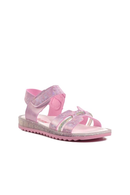 صندل مسطح للفتيات باللون الوردي اللامع من Ayakmod Arz 1000 F