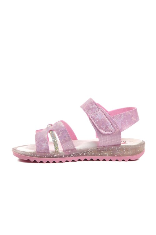 Pembe Simli  Kız Çocuk Düz Sandalet Ayakmod Arz 1000 P