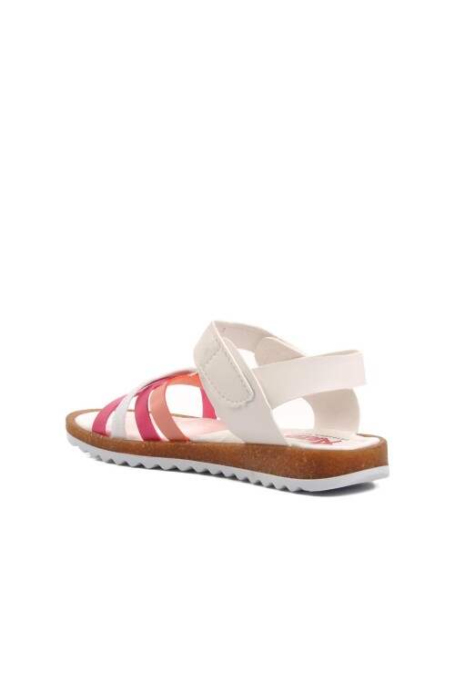 Beyaz Fuşya Ortopedik Kız Çocuk Sandalet 1100 F