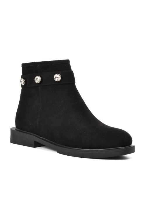 حذاء نسائي من جلد الغزال الأسود K020 Z