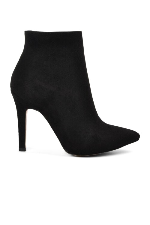 Siyah Süet Topuklu Kadın Bot K1041 Z