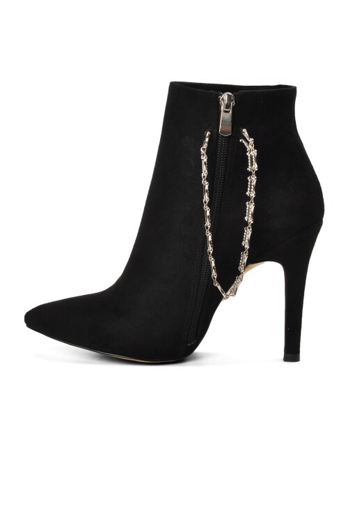 Siyah Süet Topuklu Kadın Bot K1041 Z