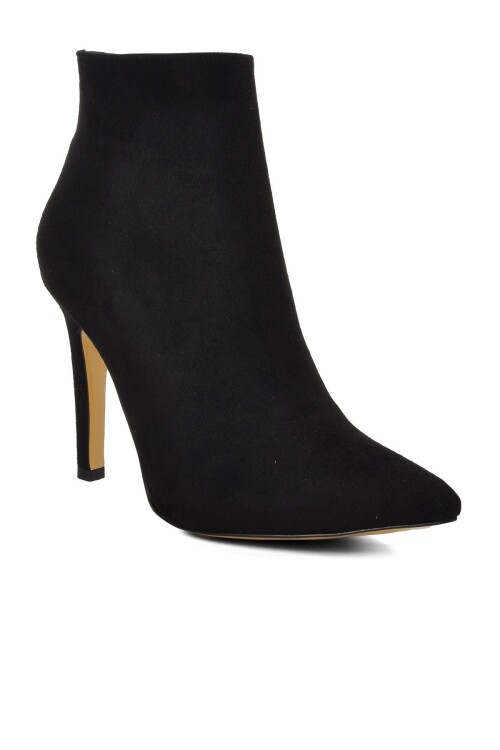 Siyah Süet Topuklu Kadın Bot K1041 Z