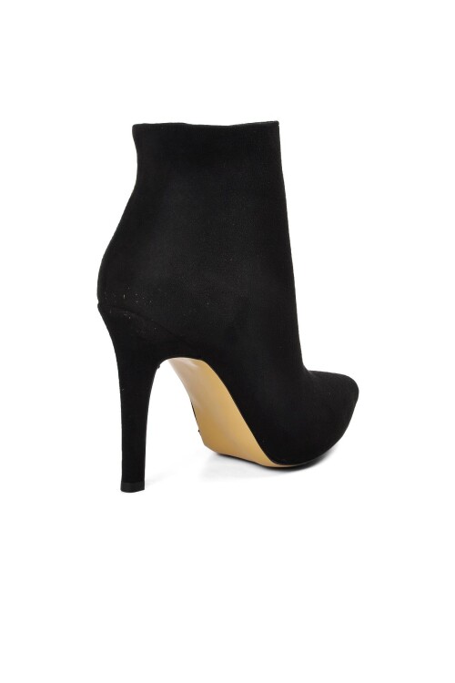 Siyah Süet Topuklu Kadın Bot K1041 Z