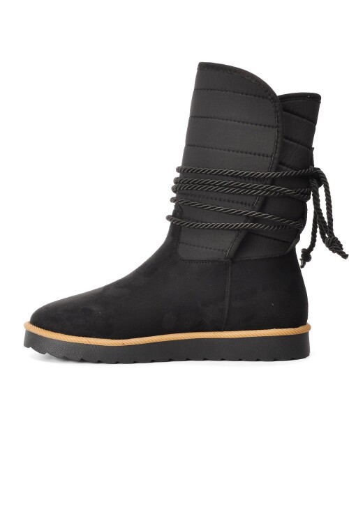 AyakmodSiyah Süet İçi Kürklü Kadın Bot K706 Z