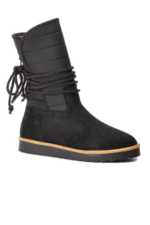 AyakmodSiyah Süet İçi Kürklü Kadın Bot K706 Z