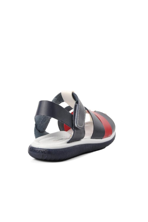 Lacivert Kırmızı  Erkek Çocuk Düz Sandalet Ayakmod 1500 F
