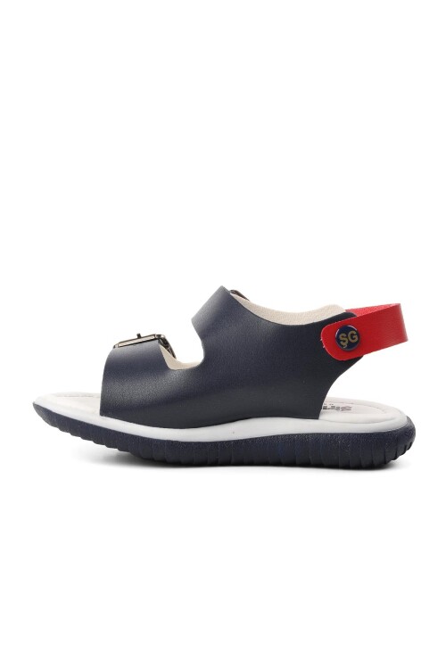 صندل مسطح أزرق داكن أبيض للأولاد 1530 P