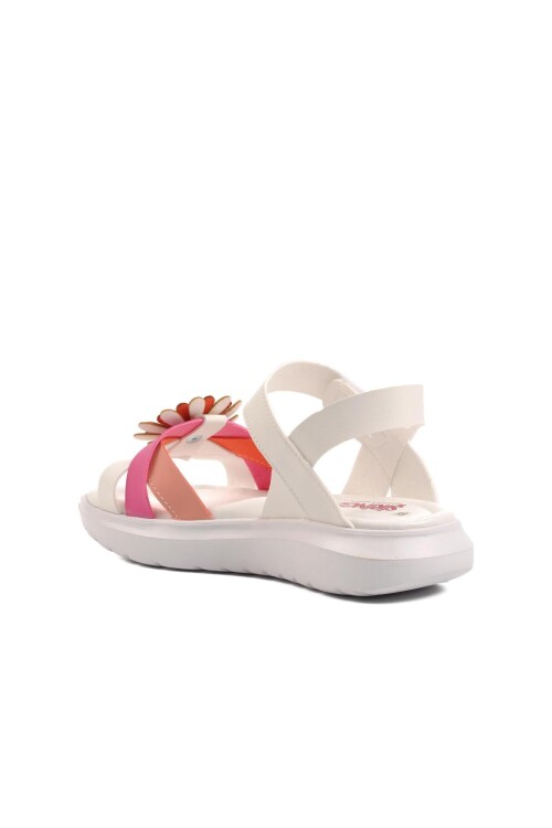 Beyaz-Fuşya-Pembe  Kız Çocuk Düz Sandalet Ayakmod Şng 8010 F