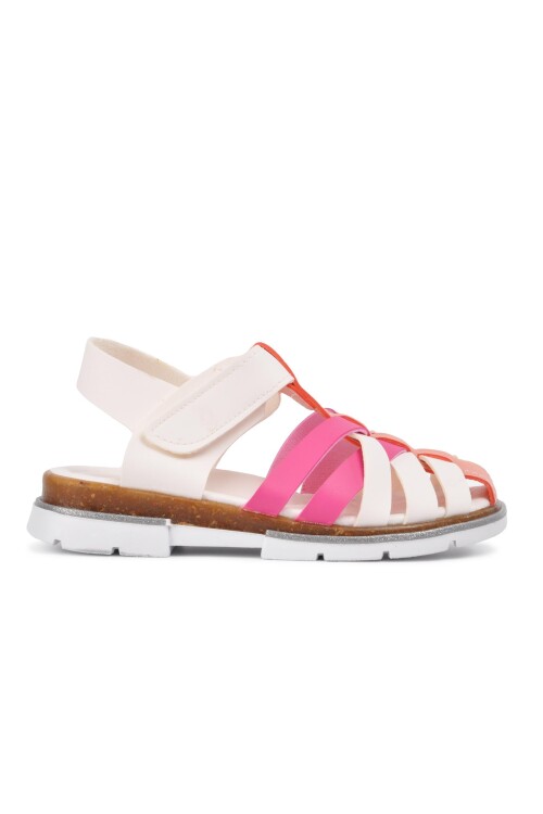 صندل تقويمي للبنات باللون الأبيض والوردي 003 P