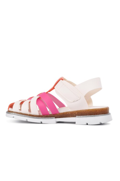 صندل تقويمي للبنات باللون الأبيض والوردي 003 P