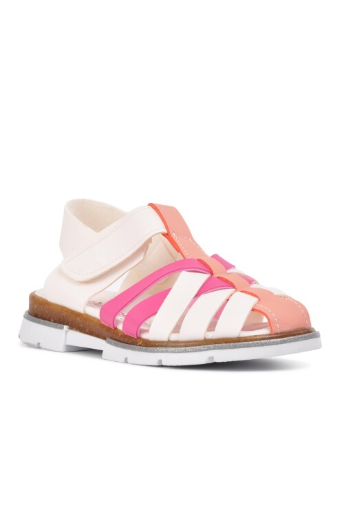 صندل تقويمي للبنات باللون الأبيض والوردي 003 P