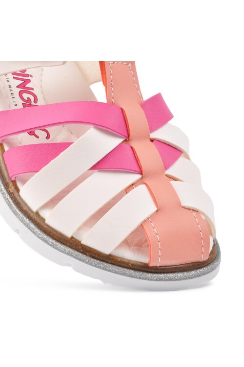 صندل تقويمي للبنات باللون الأبيض والوردي 003 P