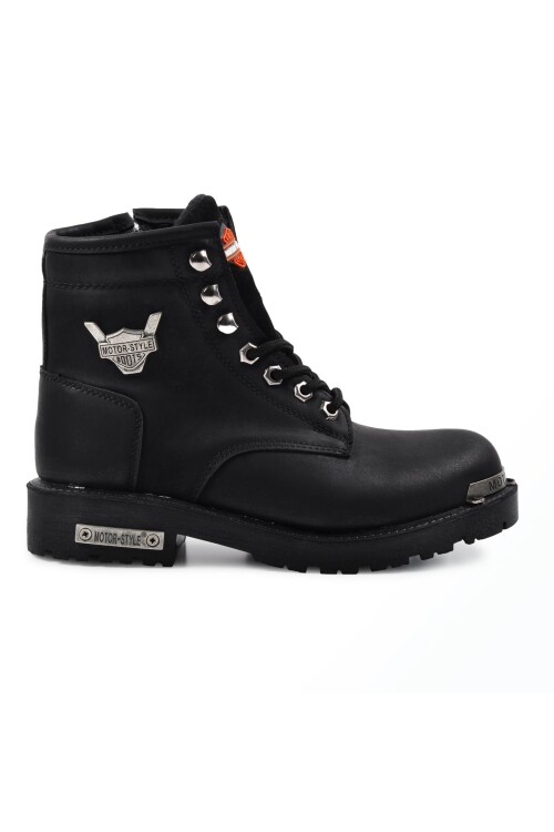 حذاء أسود برباط وسحاب للجنسين 1172 G