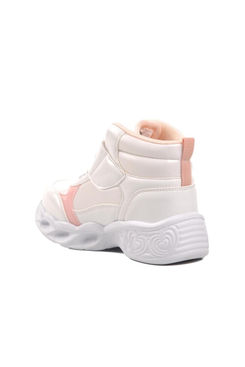 pepinoWhite Pink Velcro Lighted Girls Boots 1545 P