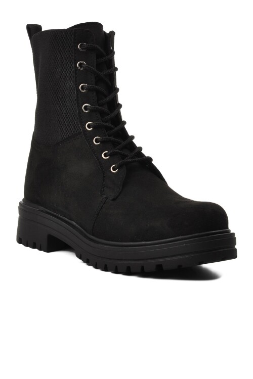 ايكمودحذاء نسائي من جلد الغزال الأسود حتى الكاحل 2153 Z