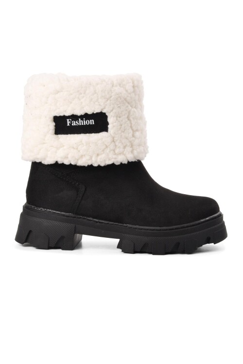 AyakmodSiyah Süet  Kız Çocuk Bot 2167 F