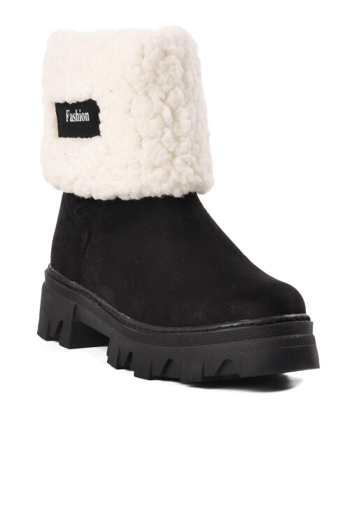 AyakmodSiyah Süet  Kız Çocuk Bot 2167 F