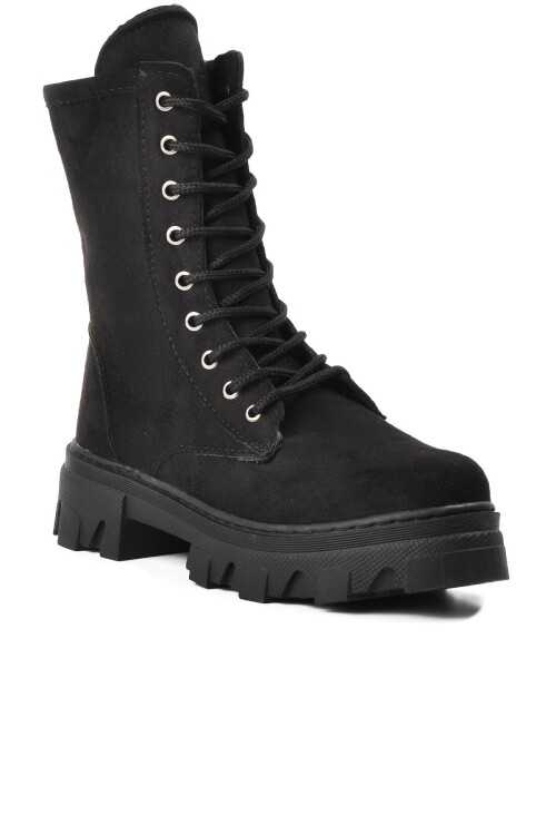 AyakmodBlack Suede Girls Boots 2218 F