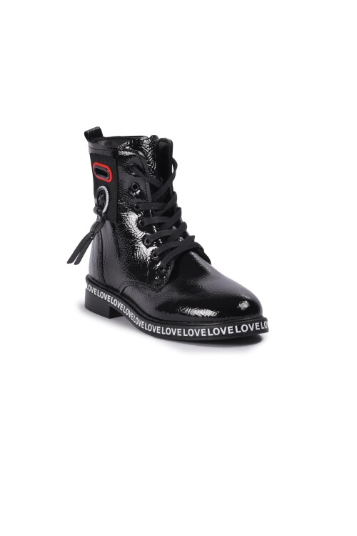 Siyah Rugan Fermuarlı Kadın Bot 7085 Z