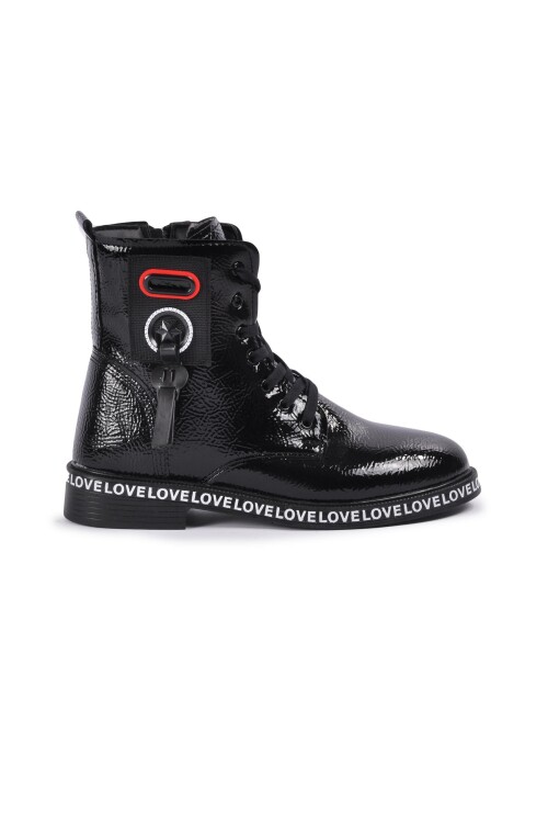 Siyah Rugan Fermuarlı Kadın Bot 7085 Z