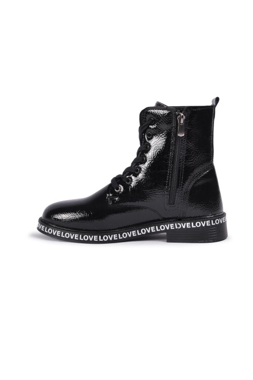 Siyah Rugan Fermuarlı Kadın Bot 7085 Z