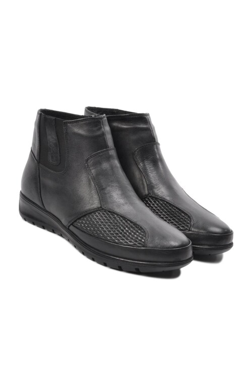 حذاء نسائي تشريحي من الجلد الطبيعي باللون الأسود 7690 Z