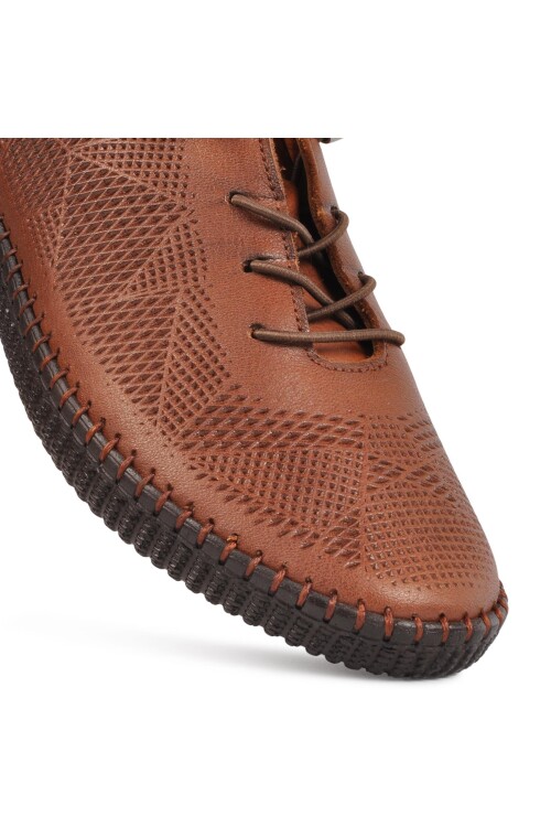 Tan Genuine Leather Anatomic Womens Casual Shoes 7892 Z