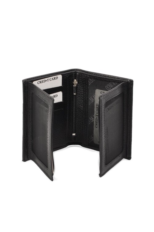 ايكمودمحفظة رجالية من الجلد الطبيعي باللون الأسود 8006